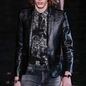 Saint Laurent Western Detail Leather Blazer